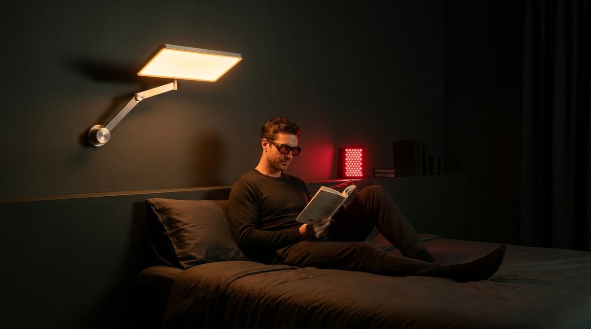 Warm, dim evening light while reading