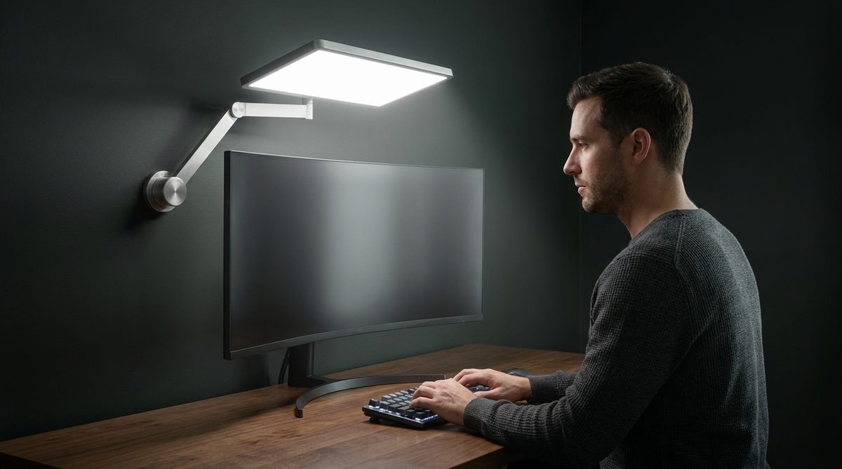 Cool morning light over a desk